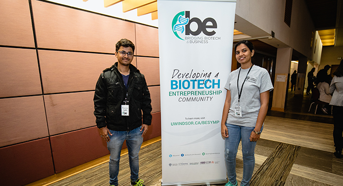 Students in front of Biotech Entrepreneurship banner
